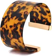 [FAERLIIRY] Wide Cuff Bangle Bracelet for Women Acrylic Resin Tortoise Bangle Bracelet Statement Adjustable Bracelet