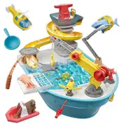 Catzon Summer Fishing Game Toy Set with Moving Claw Arm Interactive Water Play Toys for Kids