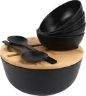 Salad Bowls Large Salad Bowl W/Lid & Servers Bamboo Salad Bowl Set 4Pack Small