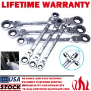 6PCS Long Flexible Double End Ratchet Ring Spanner Wrench Set Metric Heavy Duty