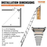 Telescoping Attic Ladder 158kg Capacity 100cm x 60cm Lightweight Aluminum