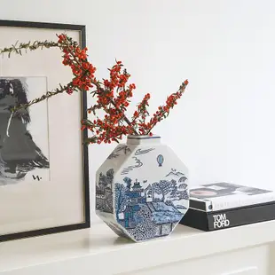 新中式青花瓷花瓶 客廳玄關陶瓷裝飾擺件 乾燥花裝飾品插花花器 (2.1折)