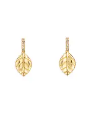 Temple St. Clair 18K Yellow Gold Fj Diamond Arcadia Leaf Drop Earrings