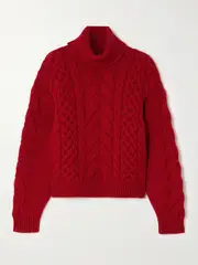 [Polo Ralph Lauren] Polo Ralph Lauren - Cable-knit Wool And Alpaca-blend Turtleneck Sweater - Red - small small Red