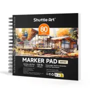 Marker Pad, 8.3”x8.9” Portable Square Sketchbook, 80 Sheets Marker Drawing Pa...