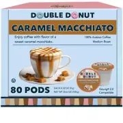 Double Donut Caramel Macchiato Flavored Coffee Pods - Caramel Coffee in Singl...
