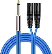 HiFi Audio Cable Mono 6.35mm to 2 XLR 3-pin Guitar Mixer 1/4 "TS Jack to Two Regular XLR Cables(150cm)
