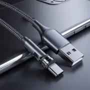 Nylon 3 in 1 Type C Charging Cable 540 Degree Rotating Magnetic Data Cable for A