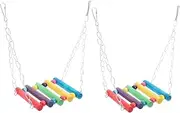 WEKAMOS 2Pcs Parrot Perch Stand Swing Durable Bird Cage Hammock for Parrots Cockatiels and Budgies for Playtime Exercise Bird Cages