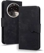 [TEDTIKJT] Case for Oppo Find X6 Pro 5G Flip Cases Premium PU Leather Case Oppo Find X6 Pro 5G Flip Wallet Case Protective Case with Stand Card Slots Magnetic Cover for Oppo Find X6 Pro 5G, Black Cat