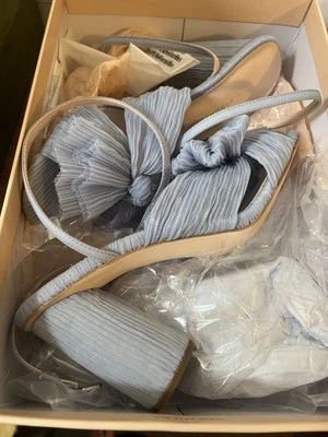 Loeffler Randall Camellia Blue Pleated Organic Bow Heels Size 5