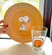 Disney Snoopy Pottery Barn Plate Holiday Thanksgiving +CUP Peanuts boy girl gift
