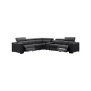 Genuine Leather 6 Seater Corner Sofa With 2 Electric Recliners And Reversible Console in Black Colour