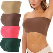 Holiday Underwear for Female 4 Pieces Sports Bras For Women Plus Size Strapless Bra Bandeau Padded Top Stretchy Yoga Fitness Bra