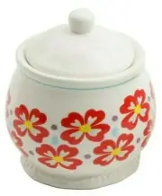 Pioneer Woman Stoneware Flea Market Floral Retro Daisy Sugar Bowl Trinket Jar