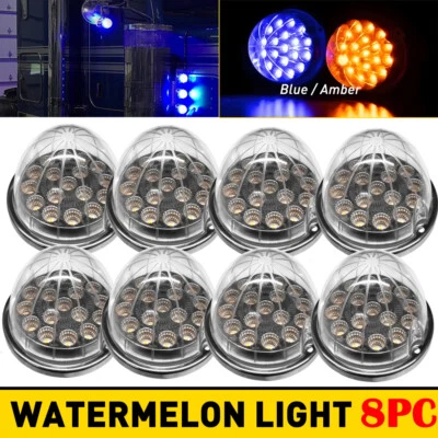 8X Amber Blue Clearance Marker Auxiliary Watermelon LED Light Waterproof 12V EXC