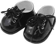 EHJRE Plush Doll Leather Shoes Stylish Lace Up Footwear for 196'' Doll , black