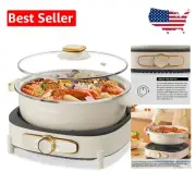Stylish 5L Electric Shabu Shabu Pot with Anti-Scalding Handles & Rubber Feet