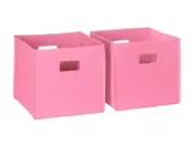 RiverRidge 2pc Folding Toy Storage Bin Set Square Organizer COLOR PINK