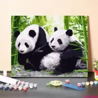 在飛比找蝦皮商城精選優惠-油畫-diy手工填色手繪熊貓數字油畫創意禮物裝飾畫簡單手繪