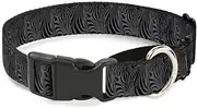 Buckle-Down Zebra Head Black/Gray Martingale Dog Collar, 1.5" Wide-Fits 16-23" Neck-Medium
