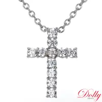 在飛比找momo購物網優惠-【DOLLY】0.50克拉 18K金輕珠寶十字架鑽石項鍊