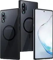 Guizzcg for Samsung Galaxy Note 10 Plus Magnetic Case - [Compatible with Magsafe Accessory][Military Drop Protection] Soft TPU Bumper + Translucent Matte Back Cover for Note 10 Plus, Matte Black