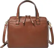 [FOSSIL] Rachel Leather Satchel Bag, 1 Slide Pocket, 1 Zip Pocket, Brown