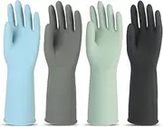 Petacffe Rubber Dishwashing Gloves for Kitchen 4 Pairs Cleaning Household Dish Washing Reusable & Waterproof Latex Glove