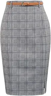 [ERTYUIO] Short Skirt for Women UK Women's Grid Pattern Bodycon Pencil Skirt Sexy HIPS Wrapped Pencil Skirt Side Split