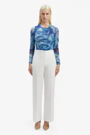 anna mid waist tailored pant in orchid white