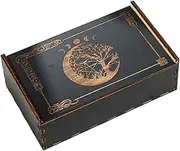 Tarot Box, Telling Cards, Large-Capacity Wooden Reusable Decorative Dice Holder, Card Storage Solution For Mystical Home Décor Desktop, Tabletop Organization, Trinket Box, 15x9x5cm
