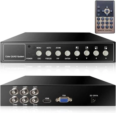 4 Channel 1080P HD Video Processor Video Switcher for CCTV Security Cameras