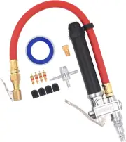 Tire Inflator 10-120 PSI Tire Pressure Gauge with 12 Inch Air Hose，Lock on Air