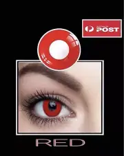 RED Cosmetic Eye Contacts Lens Lenses + FREE CASE Daily Costume Halloween