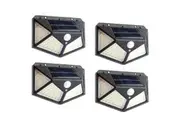 4pk 100 LED Solar Light Outdoor Garden Light Motion Sensor Solar Flood Light Security Wall Light Waterproof