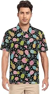 [ZZXXB] Pineapple and Strawberry Men's Polo Shirts Short Sleeve Quick Dry Athletic Outdoor Sports Golf Shirts S-XXL
