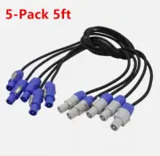 5-Pack 5ft Powercon Extended Cable Power Plug Male to Female for Stage Lighting