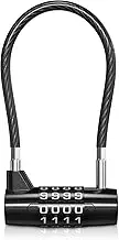 ORIA Combination Padlock, Long Shackle Padlock, 4-Digit Combination Padlock, Waterproof Resettable Cable Lock for Gym, School Locker, Fence, Gate, Toolboxes, Luggage, Bike