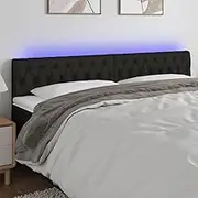 Bed Headboard LED, Beds Head Frame LED Headboard Black 200 cm Fabric