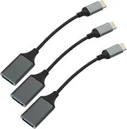 Type c to USB 3.0 Converter Cable 3 Pcs Black Reversible OTG Cable Universal for Phone Tablet External Storage