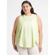 Athleta Zephyr Print Tank Top in Neon Yellow Leopard Print Plus Size 1X