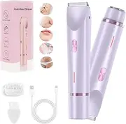 2025 New Glow Aura Bikini Shaver, GlowShave - 2 in 1 Women's Body Shaver, IPX7 Waterproof Wet and Dry Electric Dual-Head Shaver for All Body Areas (Purple)