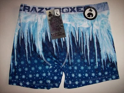 Crazy Boxer Underwear Mens Boxer Briefs 1 Pr Snowflakes Graphic New