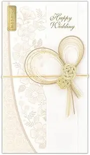 Enuby Co., Ltd. Eccle Beige | 2 Types of Strips (Happy Wedding 2 Sheets/Kotobuki) Pearl Silk Print Embossed Celebration Bag