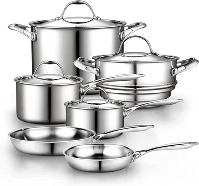 Cooks Standard 10-Piece Multi-Ply Clad Stainless Steel Cookware Set
