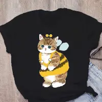 在飛比找蝦皮購物優惠-cute cat T-shirts可愛卡通小貓洋氣寬鬆百搭性