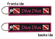 Dive Diva Diver Down Flag Scuba Diving Keychain Key Tag Chain Ring