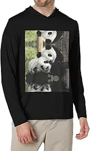 [JEJEA] Lovely Pandas print Men's Shirts Long Sleeve Hoodies Fashion Tee Shirts,Causal Fit No Buttons T-Shirts