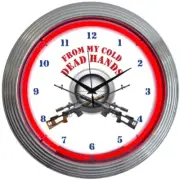 Gun From My Cold Dead Hands Firearms Neon Clock Gameroom Basement Wall Art Decor